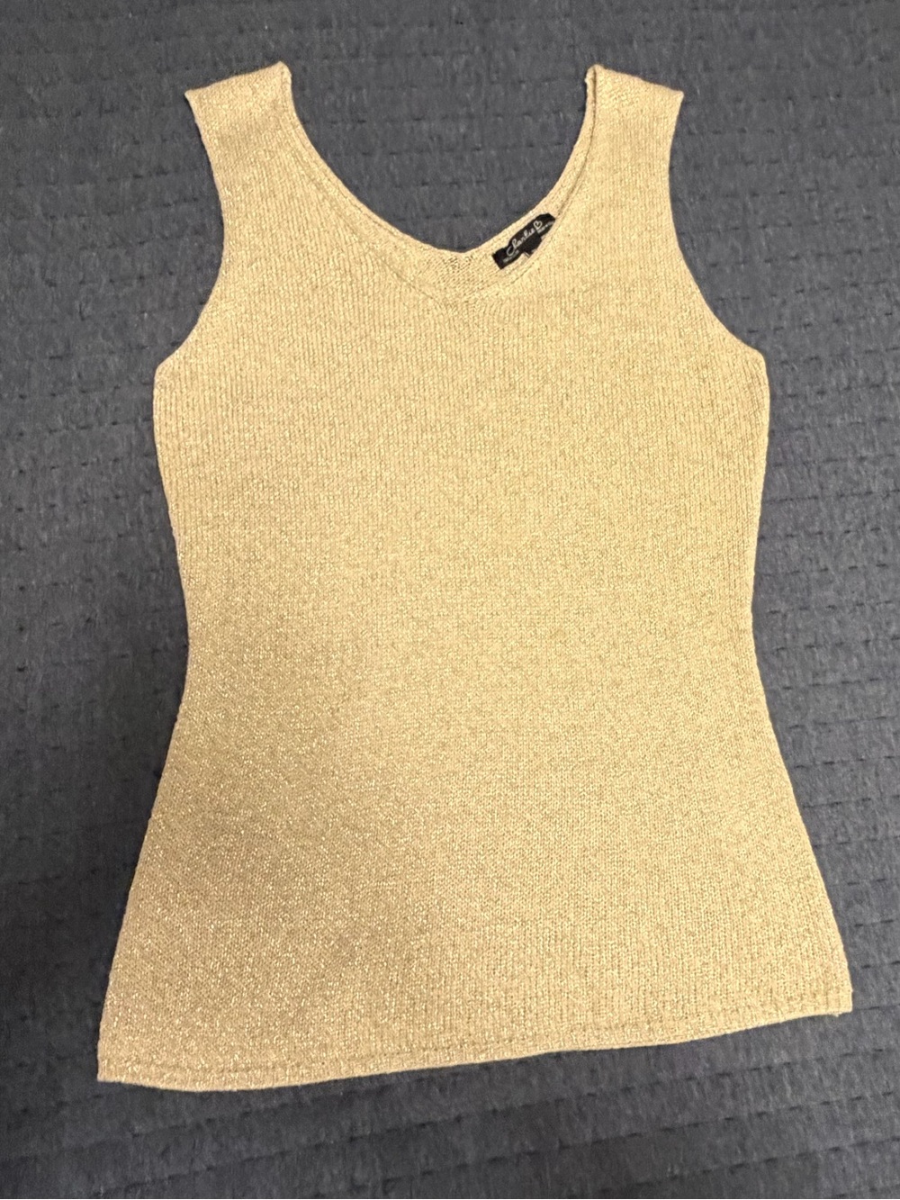 Gold Knit Tank Top with Subtle Shimmer